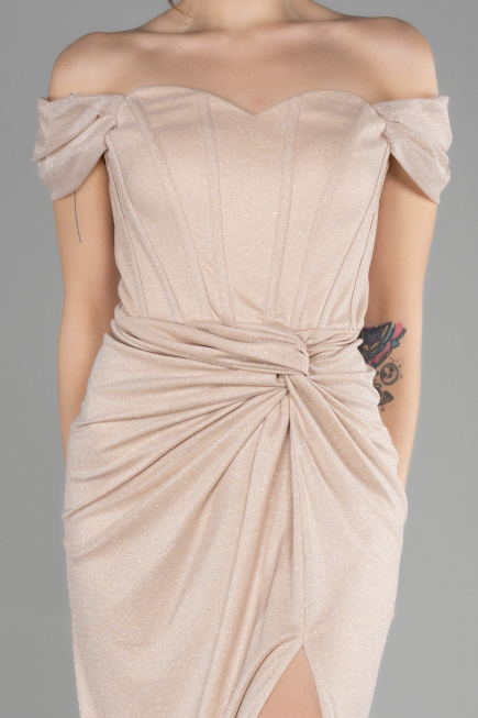 Robe de Soirée Longue Beige ABU3473