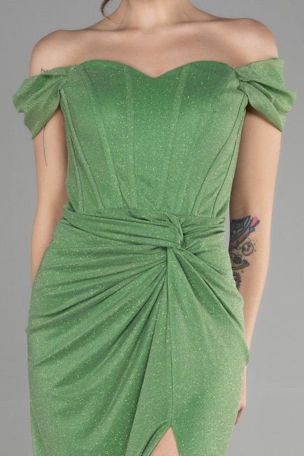 Robe de Soirée Longue Pistache vert ABU3473