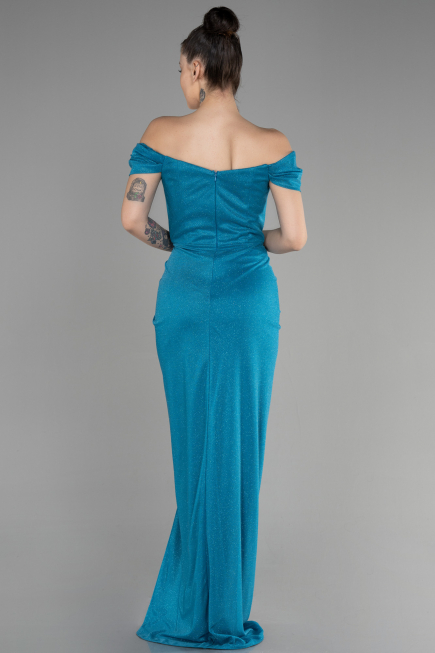 Robe de Soirée Longue Vert Pétrole ABU3473