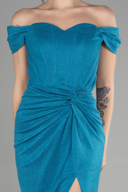 Robe de Soirée Longue Vert Pétrole ABU3473