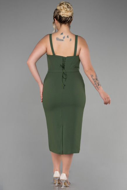 Robe De Invitation Grande Taille Midi Kaki ABK1882