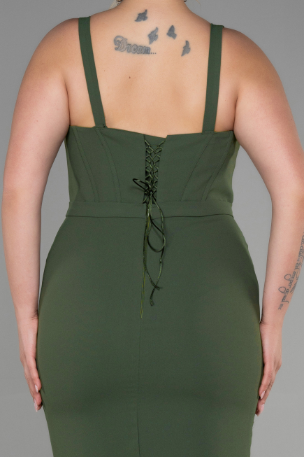Robe De Invitation Grande Taille Midi Kaki ABK1882