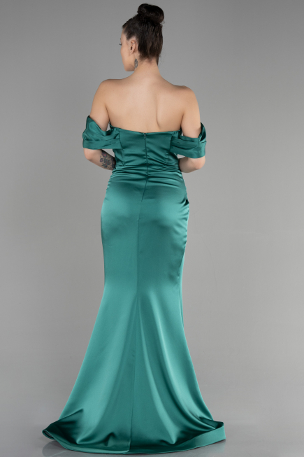 Robe Queue de Poisson Longue Satin Émeraude ABU3479