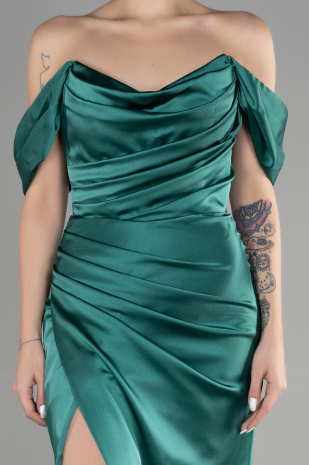 Robe Queue de Poisson Longue Satin Émeraude ABU3479