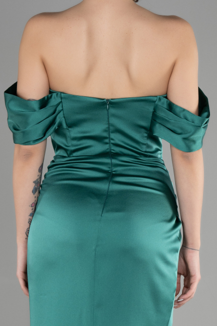 Robe Queue de Poisson Longue Satin Émeraude ABU3479