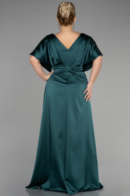 Robe De Fiançailles Grande Taille Longue Satin Émeraude ABU3442