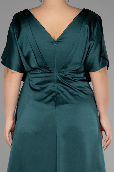 Robe De Fiançailles Grande Taille Longue Satin Émeraude ABU3442
