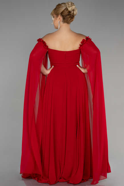 Robe Grande Taille Longue Mousseline Rouge ABU3464