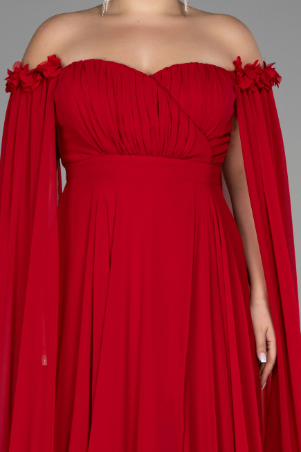 Robe Grande Taille Longue Mousseline Rouge ABU3464