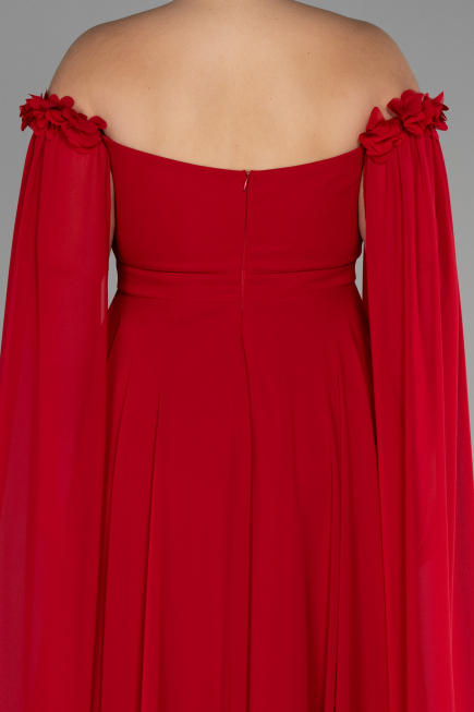 Robe Grande Taille Longue Mousseline Rouge ABU3464