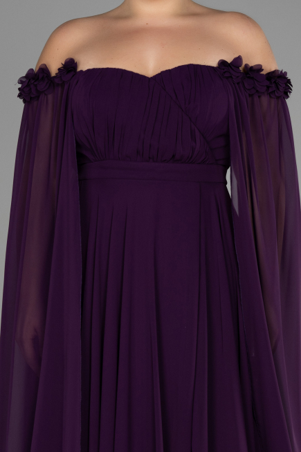 Robe Grande Taille Longue Mousseline Violet ABU3464