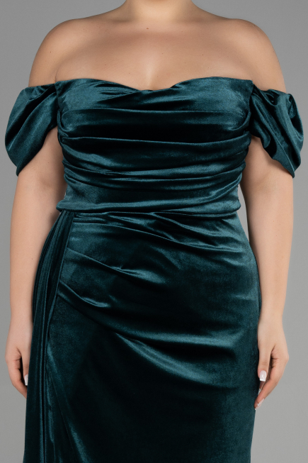 Robe Grande Taille Longue Velours Émeraude ABU1991