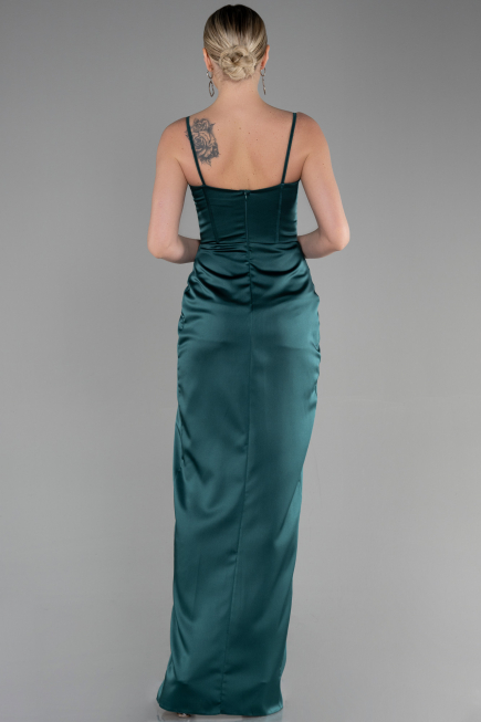 Robe de Soirée Longue Satin Émeraude ABU3390