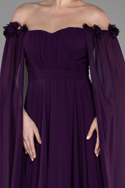 Robe de Soirée Longue Mousseline Violet ABU3462