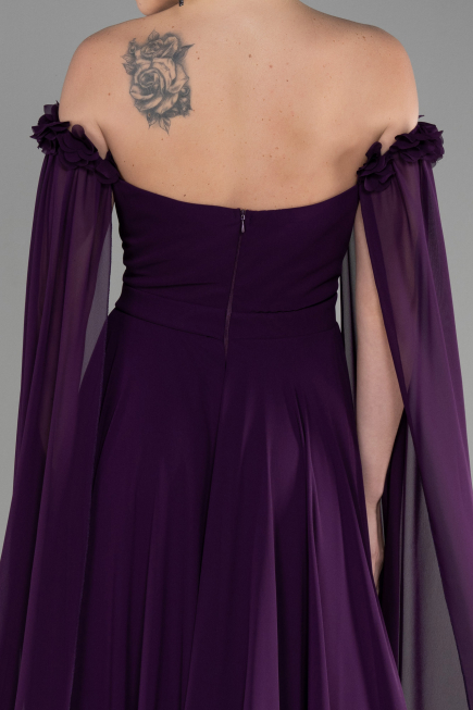 Robe de Soirée Longue Mousseline Violet ABU3462