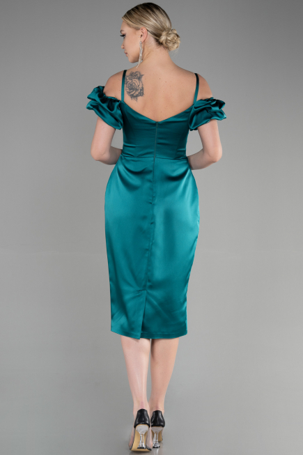 Robe de Cérémonie Midi Satin Émeraude ABK1922
