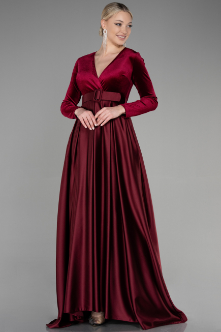 Robe de Soirée Longue Rouge Bordeaux ABU3388