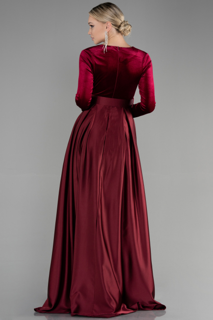Robe de Soirée Longue Rouge Bordeaux ABU3388