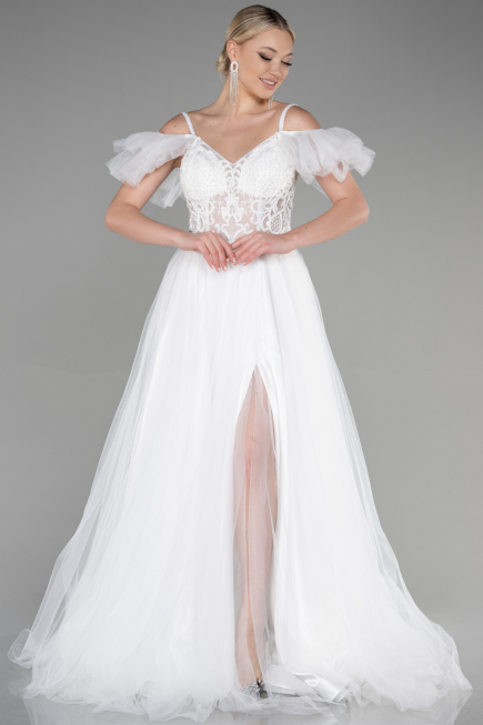Robe de Soirée Longue Blanc ABU3500