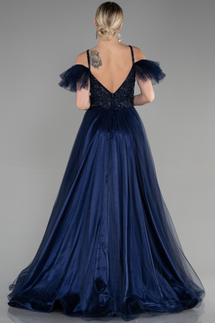 Robe de Soirée Longue Bleu Marine ABU3500
