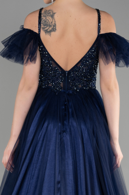 Robe de Soirée Longue Bleu Marine ABU3500