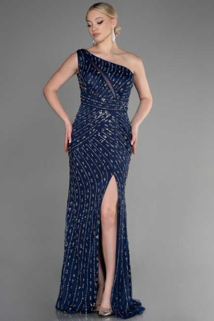 Haute Couture Longue Bleu Marine ABU3503