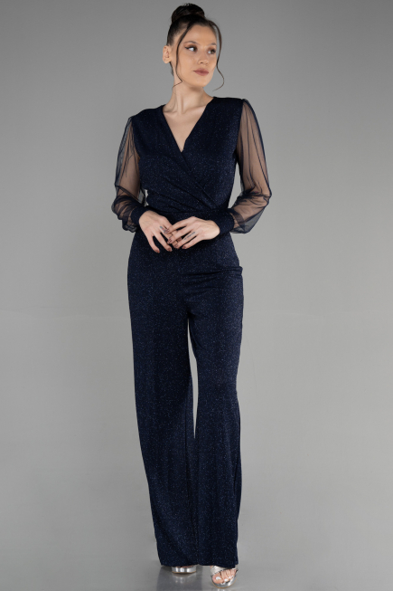 Robe De Soirée Longue Bleu Marine ABT012
