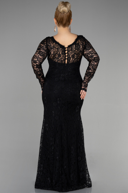 Robe Grande Taille Longue Lacé Noir ABU1574