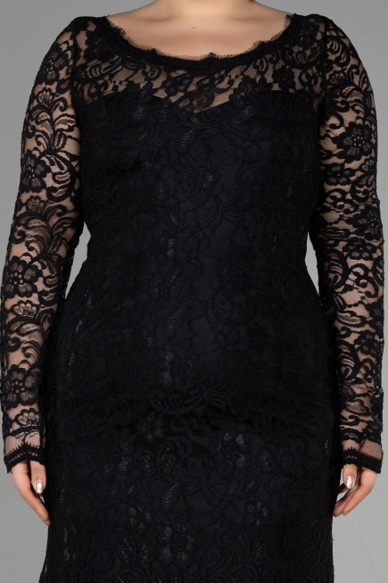 Robe Grande Taille Longue Lacé Noir ABU1574