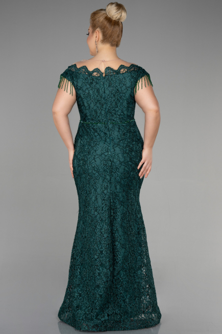 Robe De Soirée Grande Taille Lacé Longue Émeraude ABU3435