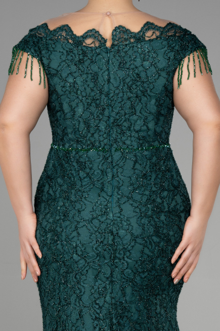 Robe De Soirée Grande Taille Lacé Longue Émeraude ABU3435