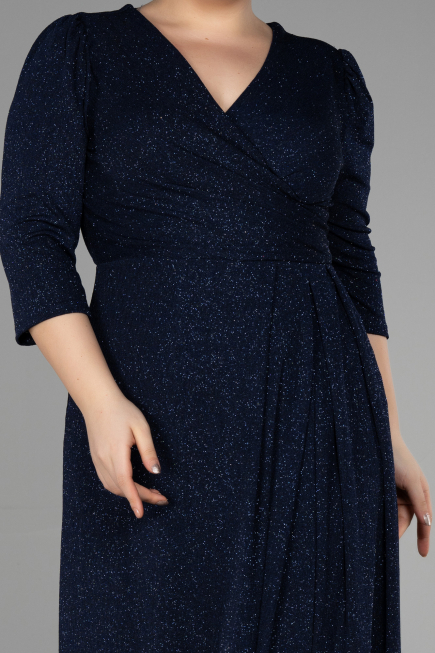 Robe de Soirée Grande Taille Longue Bleu Marine ABU3504