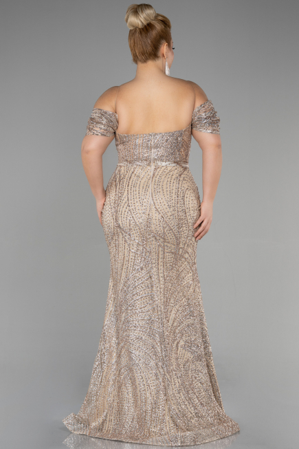 Robe De Fiançailles Grande Taille Longue Or ABU3530