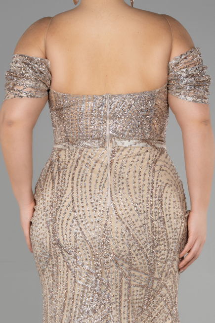 Robe De Fiançailles Grande Taille Longue Or ABU3530