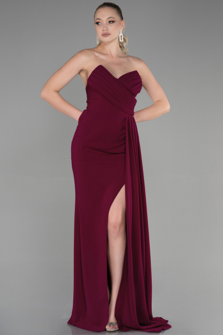 Robe de Soirée Longue Couleur Cerise ABU3344