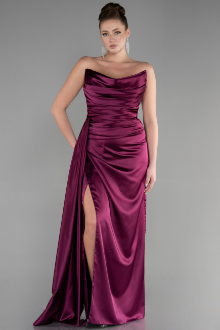 Robe Grande Taille Midi Mousseline Prune ABU3532