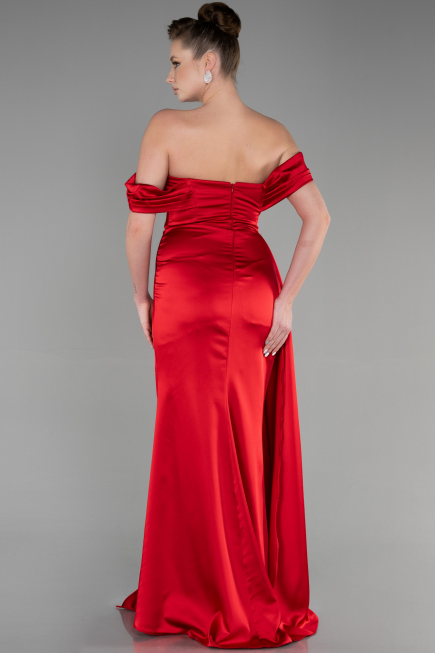 Robe de Soirée Longue Satin Rouge ABU3514
