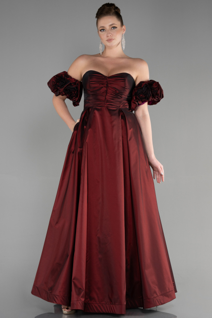 Robe de Soirée Longue Rouge Bordeaux ABU3547