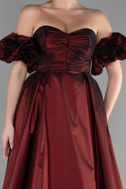 Robe de Soirée Longue Rouge Bordeaux ABU3547
