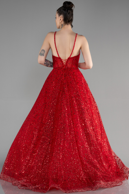 Robe Haute Couture Longue Rouge ABU3556