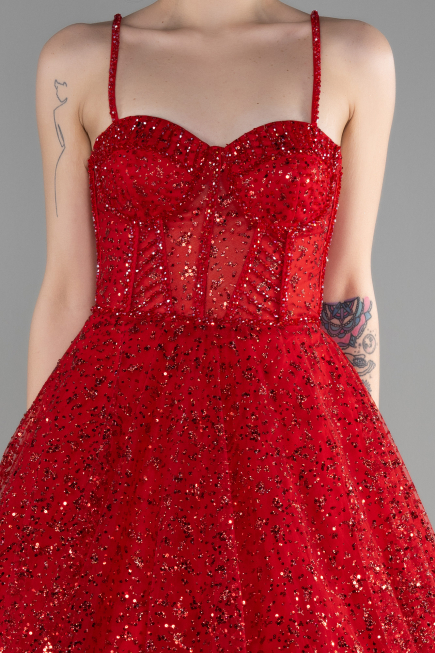 Robe Haute Couture Longue Rouge ABU3556
