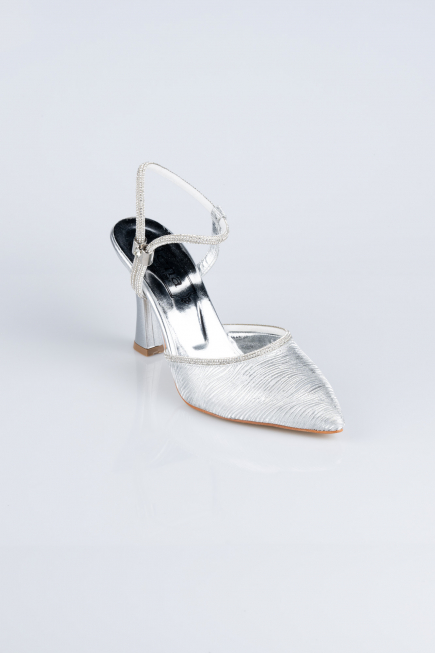 Stiletto Coupe Au Laser Argent MJ5150