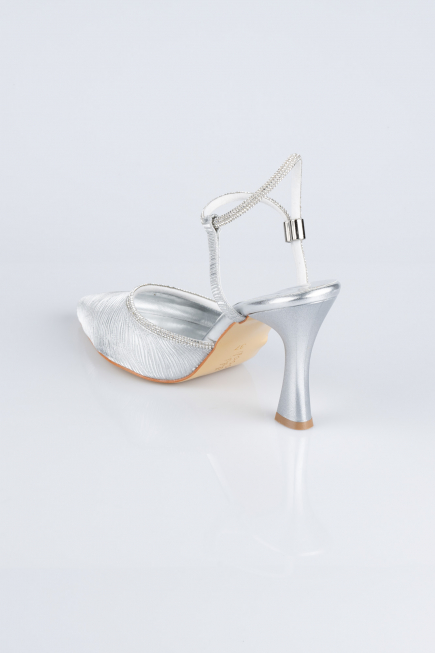 Stiletto Coupe Au Laser Argent MJ5150