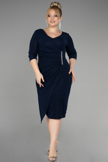 Robe De Invitation Grande Taille Midi Bleu Marine ABK1950