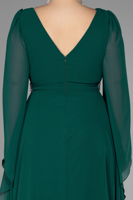 Robe de Soirée Grande Taille Longue Mousseline Émeraude ABU3543
