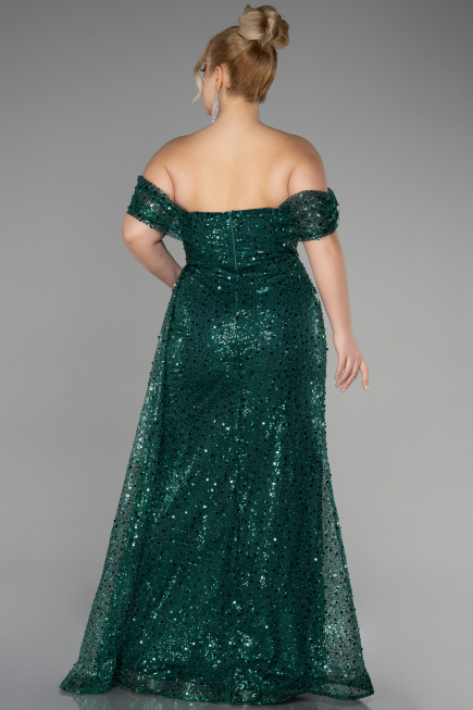 Robe De Fiançailles Grande Taille Longue Squameuse Émeraude ABU3579