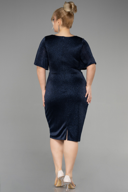 Robe De Invitation Grande Taille Midi Bleu Marine ABK1942