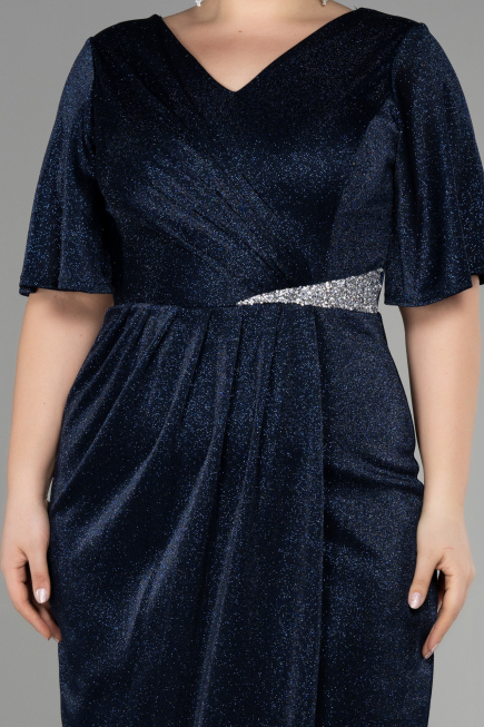 Robe De Invitation Grande Taille Midi Bleu Marine ABK1942