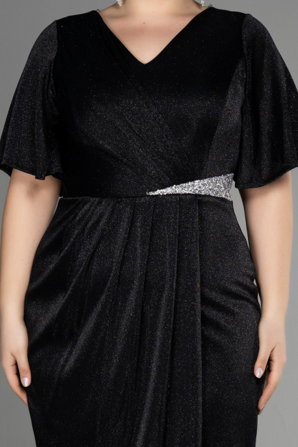 Robe De Invitation Grande Taille Midi Noir ABK1942