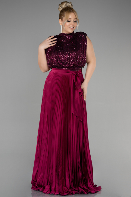 Robe Grande Taille Longue Prune ABU3341